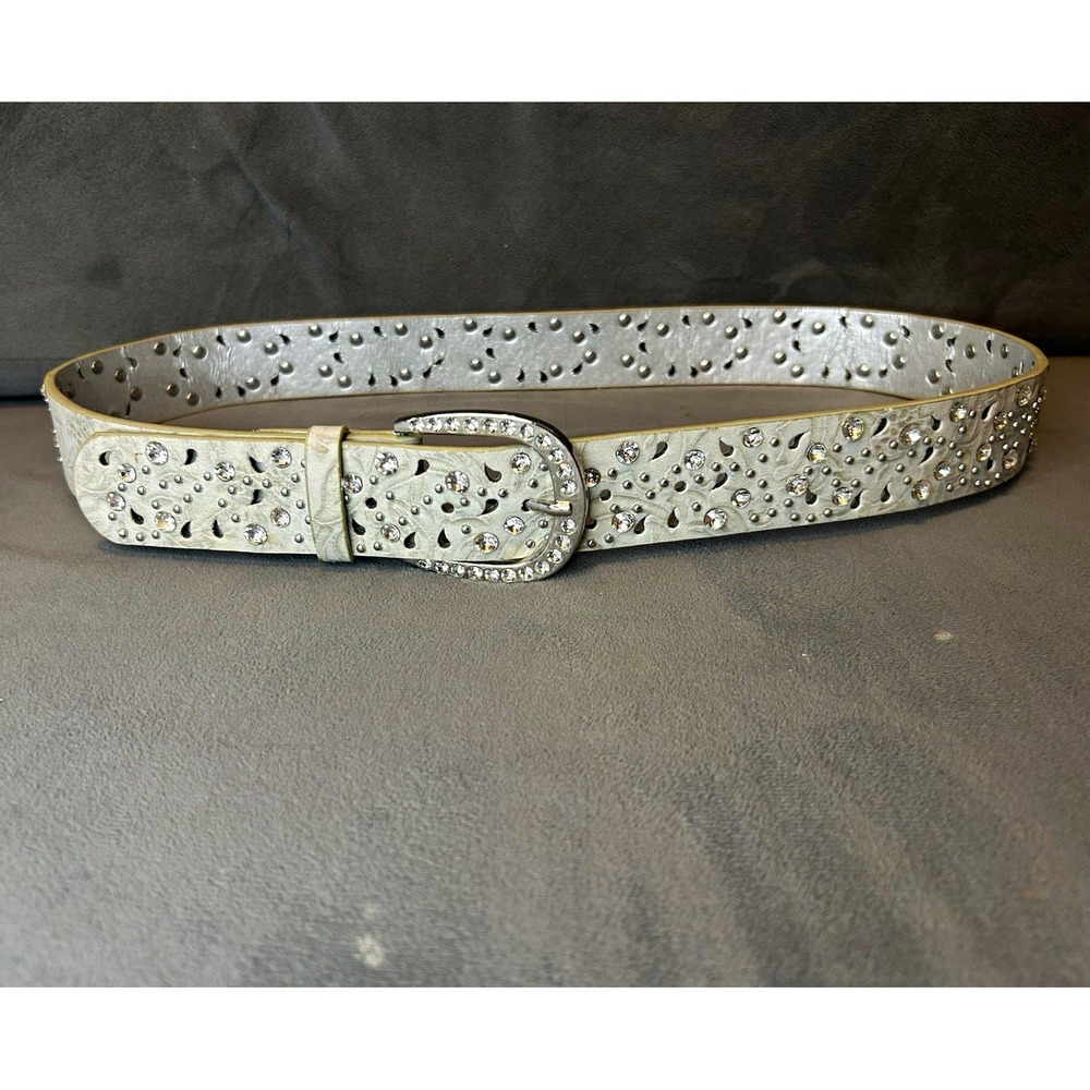 BKE Womens Large Rhinestone Studded Western Belt Embossed Faux Leather NWT